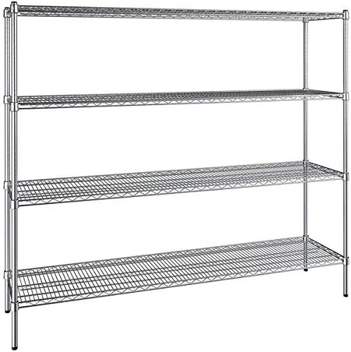 Vista 168 de Kit de 4 estantes de epoxi verde NSF de 21 x 72 pulgadas con postes de 86 pulgadas, estantería de almacenamiento resistente, kit de estantería
