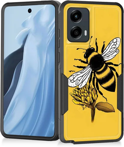 Vista 92 de Funda para Moto G Play 4G 2024, resistente de doble capa híbrida de policarbonato duro, goma suave, a prueba de golpes, funda protectora resistente