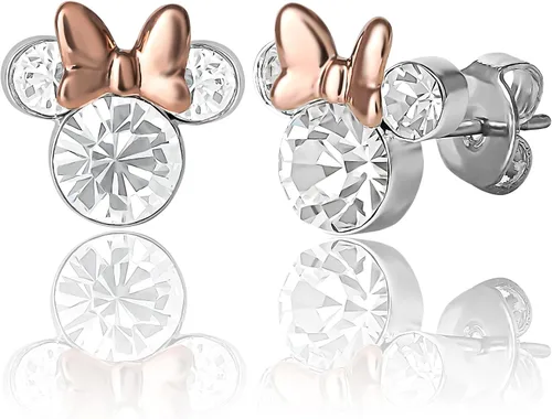 Vista 10 de Minnie Mouse Birthstone Stud Earrings Official License Cristal transparente de abril