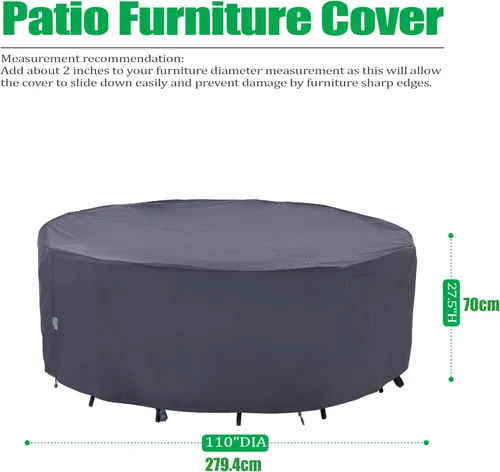 Vista 25 de F&J Outdoors Fundas para muebles de patio, impermeables, resistentes a los rayos UV, tela antidesgarros, cubierta para mesa de exterior, cubierta