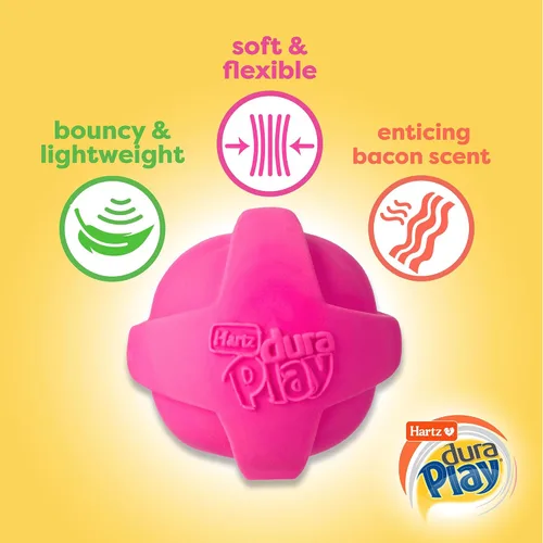 Vista 3 de Hartz DuraPlay - Juguetes perfumados para perros con aroma a tocino, tamaño pequeño (varios colores)