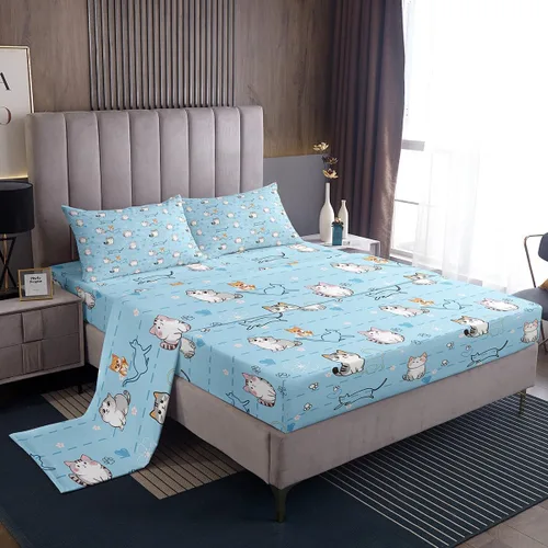 Vista 30 de Erosebridal Lindas sábanas de gato Kawaii fresa tamaño individual para niñas, diseño de arcoíris de dibujos animados, juegos de sábanas y fundas