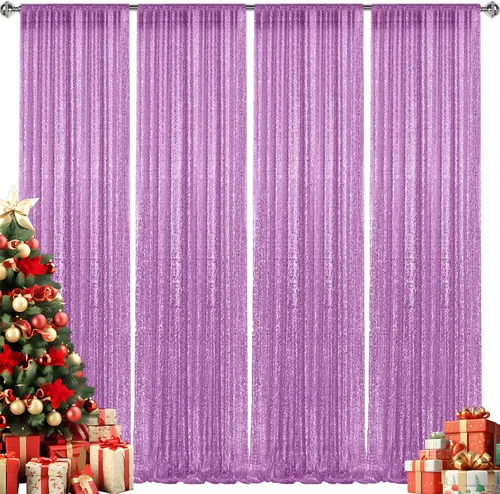 Vista 61 de 2 paneles de cortinas de fondo de lentejuelas verdes de 8 pies, cortinas de fondo de fotografía con purpurina para decoración de Navidad, boda