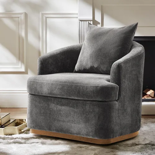 Vista 21 de HULALA HOME Silla giratoria moderna con base de madera maciza, óxido Herrumbre