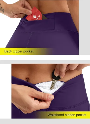 Vista 5 de SANTINY Bermudas de 6 pulgadas para mujer con bolsillos, pantalones cortos de cintura alta para correr