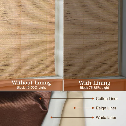 Vista 5 de Persianas Romanas de Bambú Inalámbricas, Persianas para Ventanas, Persianas de Madera Tejida Personalizadas para Ventanas Interiores, Puertas