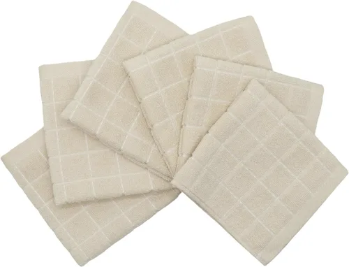 Vista 2 de Trapos de cocina de algodón, trapos para lavar platos, juego de 6, 12 x 12 pulgadas, beige Trapos suaves de cocina, paños multiusos para cocina