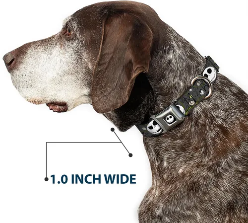 Vista 6 de Buckle-Down NBC Jack Expressions/Halloween Elements - Collar de perro con hebilla para cinturón de seguridad, color gris, 1 pulgada de ancho, se