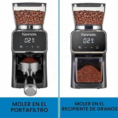 Vista 6 de Kenmore - Molinillo de café cónico para café expreso, prensa francesa, goteo, tamaño de moler ajustable, molino de frijoles, control digital