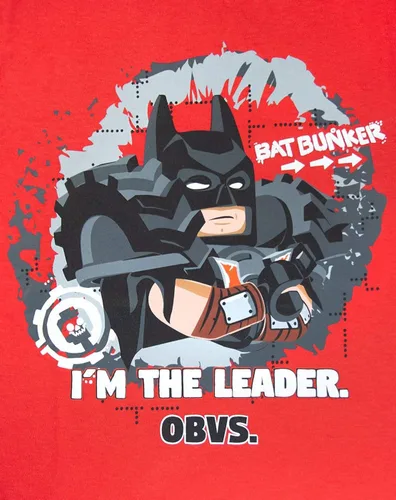 Vista 5 de Lego Movie 2 Batman I'm The Leader Obvs Boys T-Shirt Red