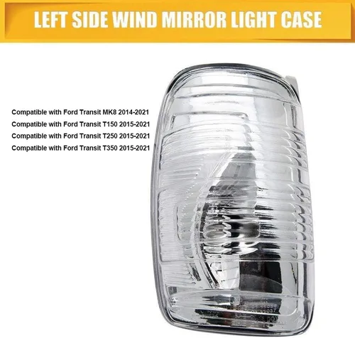 Vista 4 de Riloer Espejo retrovisor lateral, cubierta de la lámpara de señal de giro lateral, accesorios de coche para Ford Transit MK8 2014