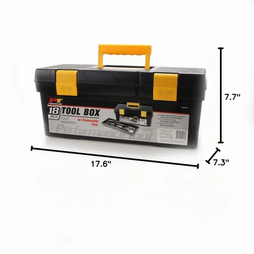 Vista 5 de Performance Tool W54017 - Caja de plástico de 18 pulgadas con asa, caja de almacenamiento con organizador de herramientas, bandeja