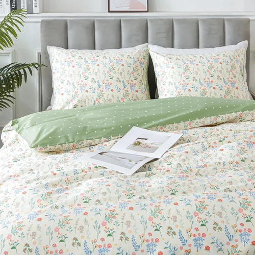 Vista 15 de HoneiLife Juegos de Fundas de Edredón Twin - Funda de Edredón Floral 100% Algodón, Juego de Ropa de Cama Transpirable de 2 Piezas con Cierre