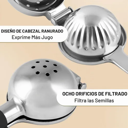 Vista 6 de Zulay Kitchen Exprimidor de limón de acero inoxidable, antideslizante, diseño ergonómico con cuenco exprimidor sólido y resistente, exprimidor negro
