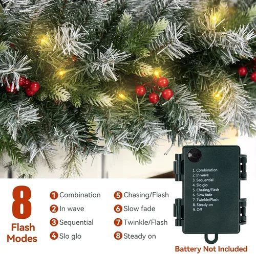 Vista 4 de Guirnalda de Navidad FGHB, Guirnaldas de Navidad con Luces, Guirnalda de Navidad de 2,7M/ 9FT, Decoraciones de Navidad Iluminadas con Luces LED