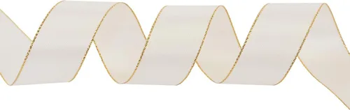 Vista 3 de ITIsparkle Cinta de satén de doble cara de 25 yardas con bordes dorados, 1 pulgada x 25 yardas, marfil