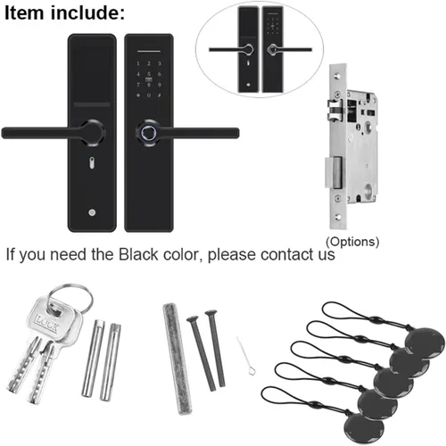Vista 7 de WiFi Fingerprint Door Lock Stainless Steel Support Tuya APP Code/Smart Card Black X6 (Color : 40)