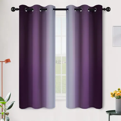 Vista 54 de SimpleHome Cortinas degradadas degradadas para oscurecer la habitación de 36 pulgadas de largo para dormitorio, con ojales y bloqueo de luz Negro