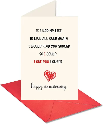 Vista 7 de Tarjeta de feliz aniversario para novia, novio, esposa, marido, divertida tarjeta de aniversario con texto en inglés "If I had My Life to Live All