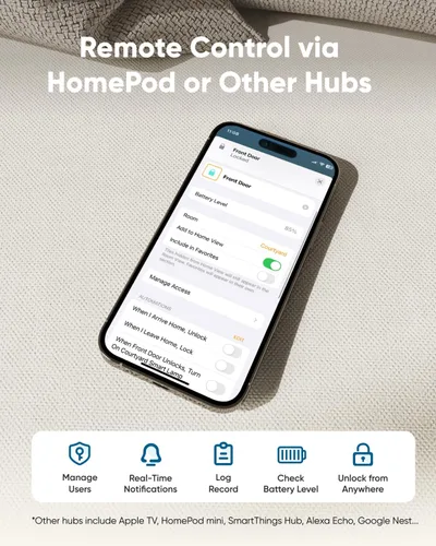 Vista 5 de eufy Security Smart Lock E30, cerradura de puerta sin llave con huella dactilar compatible con el ecosistema Apple Home, cerrojo inteligente