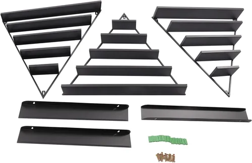 Vista 6 de Estante de almacenamiento de esmalte de uñas de metal para montar en pared, organizador de esmalte de uñas triangular de 5 niveles, soporte