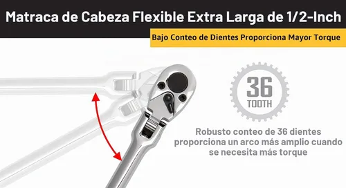 Vista 5 de Titan 11302 Trinquete de cabeza flexible extra larga de 1/2 pulgadas x 24 pulgadas y 36 dientes