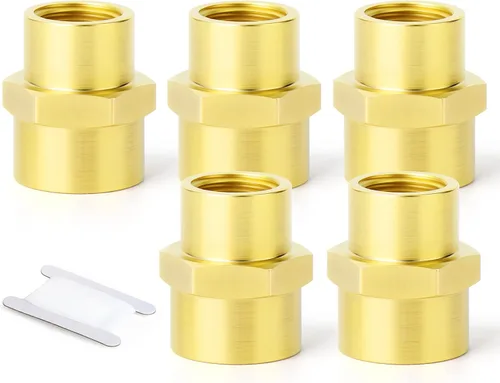 Vista 10 de GASHER 2 piezas de accesorios de tubería de latón, acoplamiento de latón, tubo hembra de 1 pulgada x tubo hembra de 1 pulgada