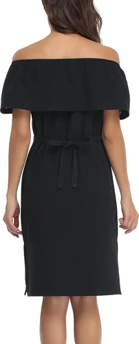 Vista 7 de YZXDORWJ Vestido bordado mexicano sin mangas con cuello de volantes para mujer