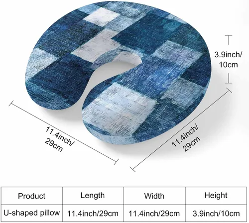 Vista 9 de Travel Pillows U-Shaped Neck Pillow Navy Blue White Ombre Ergonomic Memory Foam Pillow Head Cushion,Abstract Color Block Soft Portable Neck Pillows