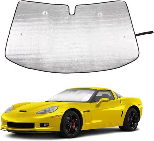 Vista 11 de Parasol para parabrisas para Chevrolet Corvette C6 2005-2013, parasol para ventana delantera, visera solar reflectante plegable, cubierta protectora