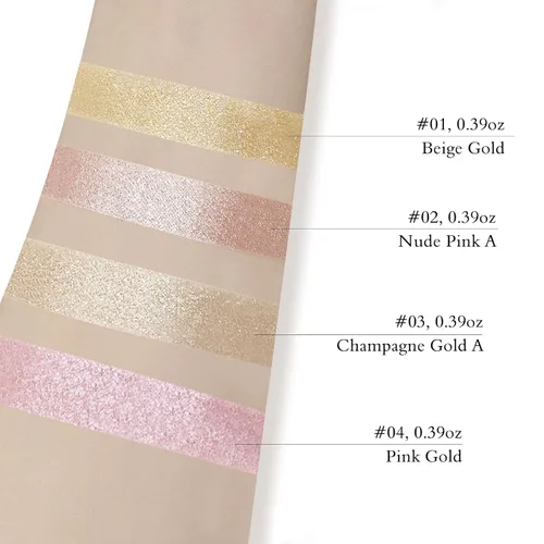 Vista 4 de Paleta de maquillaje iluminador, paleta de contorno brillante en polvo para iluminar el contorno de la cara, maquillaje dorado con reflejos