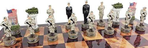 Vista 5 de US Military - Juego de ajedrez de 16 piezas para hombre, marines de la Fuerza Aérea de la Armada del Ejército - Junta separ