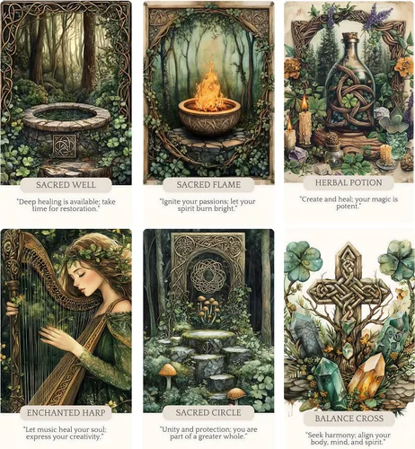 Vista 4 de Cartas de oráculo mágico celta, cartas de tarot, cartas Oracle para principiantes, afirmaciones holísticas Wicca, perfectas para crear un mazo