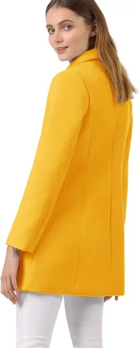 Vista 5 de Allegra K - Gabardina larga de invierno con cuello Peter Pan y botonadura doble para mujer