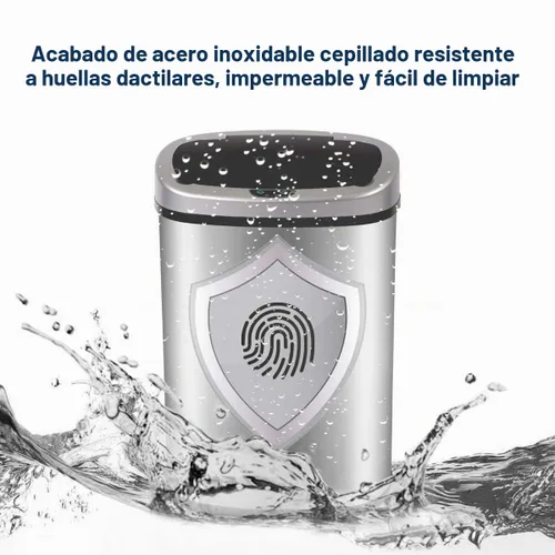 Vista 3 de Basurero de acero inoxidable automático sin tacto, con tapa para cocina, sala de estar, oficina, baño, sensor de movimiento electrónico sin contacto