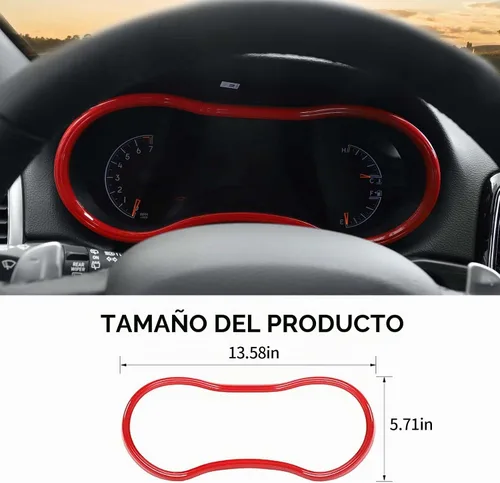 Vista 4 de Hoolcar Cubierta de bisel de tablero de control central para Jeep Grand Cherokee 2014-2021, accesorios interiores de ABS, color rojo