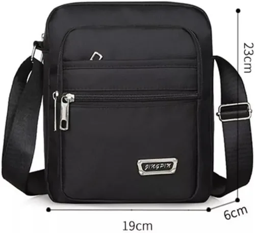 Vista 5 de Bolso bandolera de lona para hombre, bolso bandolera para hombre, bolso cruzado para hombre, bolso de hombro negro