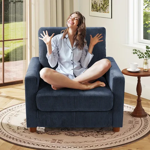 Vista 40 de Kidirect Silla de acento extragrande de 35.5 pulgadas, sillas de sala de montaje fácil, silla de lectura de pana para dormitorio, sillas de acento