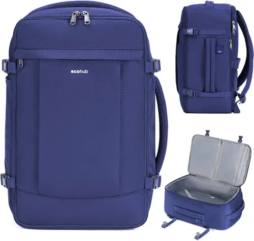 Vista 12 de ECOHUB Mochila de Viaje Aprobada para Aerolíneas, Bolsa de Artículos Personales, Mochila de Mano Negro