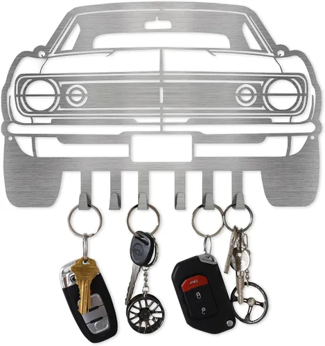 Vista 23 de MOOH Llavero de metal automotriz con 6 ganchos, regalo único para amantes de los automóviles montado en la pared para hombres y mujeres, decoración