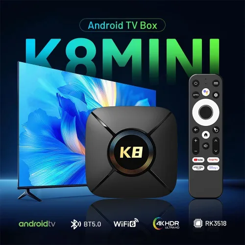 Vista 2 de Android 14,0 TV Box RK3518 Quad Core 2GB RAM 32GB ROM 4K, WiFi dual 6, BT5.0