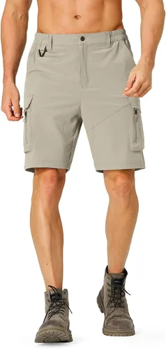Vista 2 de Pantalones cortos de senderismo para hombre, de secado rápido, ligeros, con múltiples bolsillos, para pesca, campamento, golf