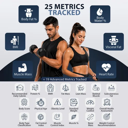 Vista 3 de Homerz Nexa 400 - Báscula de grasa corporal para peso corporal, báscula inteligente con IMC, grasa corporal y masa muscular, báscula de composición