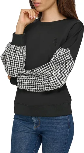Vista 3 de Karl Lagerfeld Paris Blusa de manga larga con detalle de pata de gallo para mujer