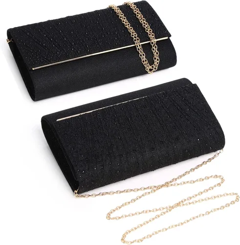 Vista 3 de DETARA Bolsas de noche para mujer, con lentejuelas con purpurina, bolso de mano brillante para mujer, bolso formal de boda, fiesta, baile