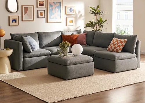 Vista 35 de mopio Sofá Seccional Modular de Gran Tamaño con Fundas Completamente Extraíbles y Almacenamiento, Convertible en Forma de U, en Forma de L
