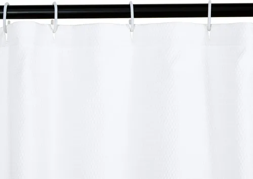 Vista 2 de Amazon Basics Cortina de ducha ligera súper suave y de fácil cuidado con textura de gofre, 72 x 72 pulgadas, color blanco (paquete de 8)