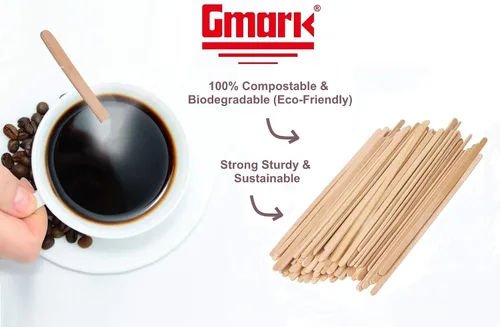 Vista 3 de Gmark Agitadores de café de madera de 5.5 pulgadas, 1000 ct, agitadores de bebidas de café de madera de abedul natural, extremo redondo GM1014