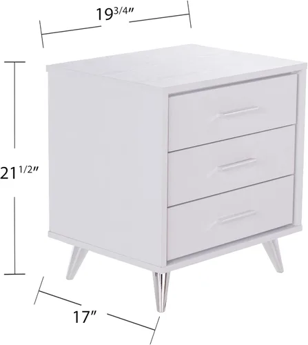 Vista 21 de SEI Furniture Oren - Mesita de noche con cajones, color blanco (AMZ2486FH)