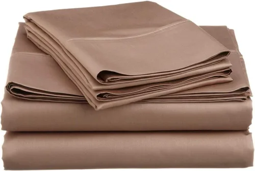 Vista 37 de Juego de sábanas de algodón peinado de 1500 TC para colchón de 38 a 17.7 in de profundidad (tamaño doble) Sábanas para cama (trifa, beige)
